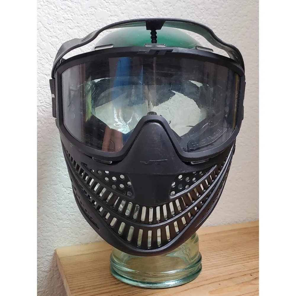 JT Paintball Face Mask Black Tactical Gear w/ Glasses Has Light Scratches‎